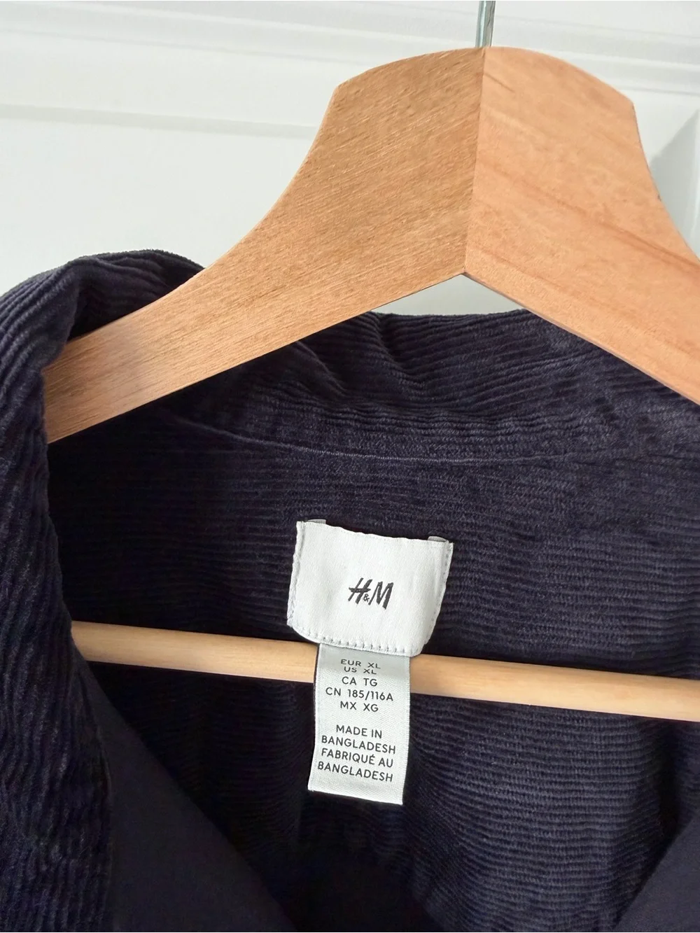 H&M Men's Dark Navy Corduroy Shirt Jacket